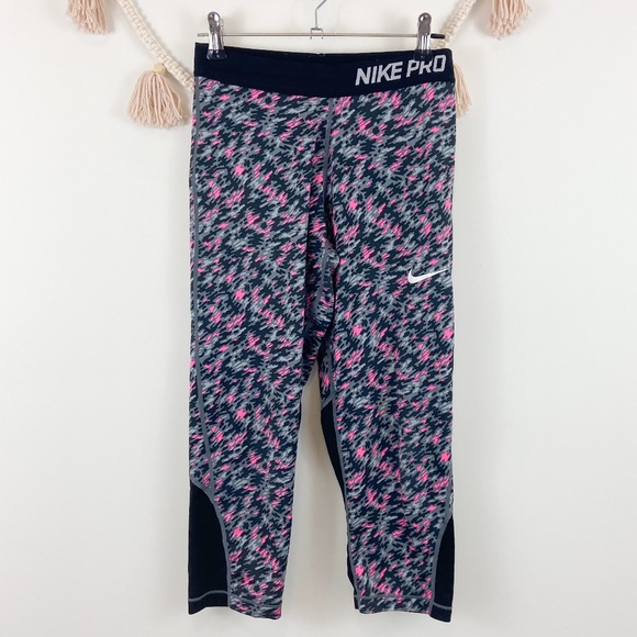 Nike Other - Nike Pro Girls Pink Black Training Capri Leggings